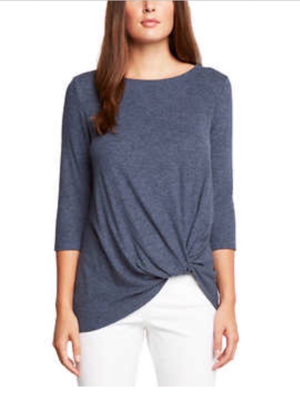 Matty M Gray Heathered Knot Front Top Soft Stretch Casual Blouse Women’s Medium